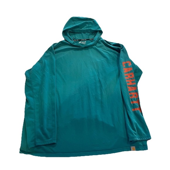 Carhartt Men’s Shirt Lot of 2 Size 2XL White Henley & Hooded Long Sleeve - Picture 5 of 9